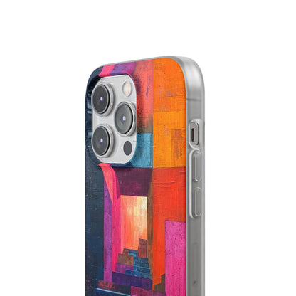 Pink Orange Geometry - Flexi iPhone 14 Phone Case