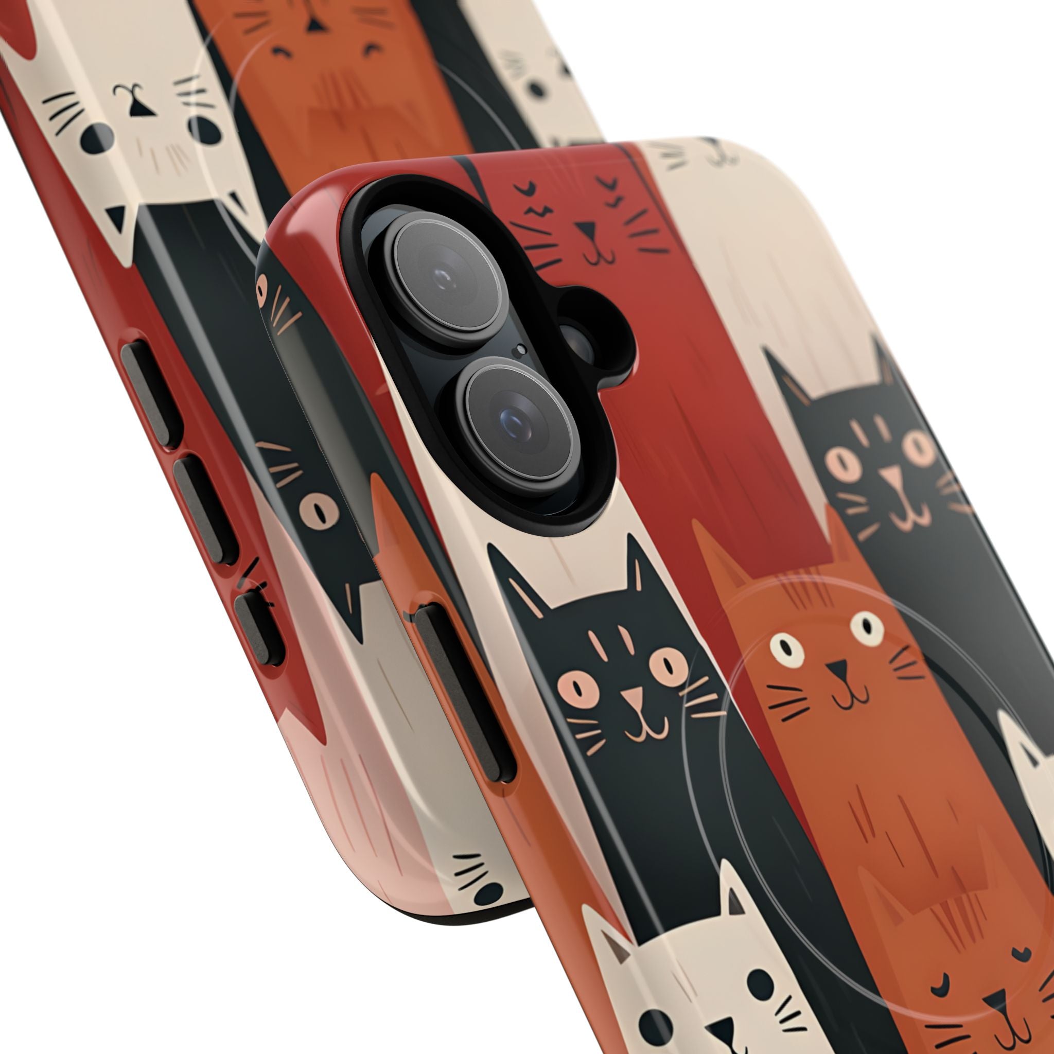 Elongated Cats Black iPhone 16 Plus Case - Tough+