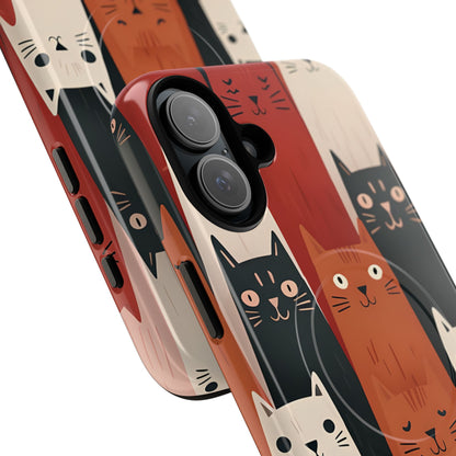 Elongated Cats Black iPhone 16 Plus Case - Tough+