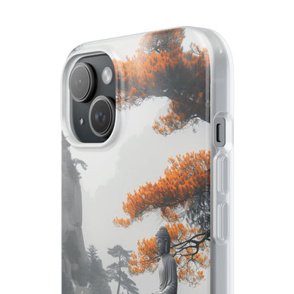 Zen Serenity: Tranquil Landscape with Buddha and Pagoda iPhone 15 - Flexi Phone Case