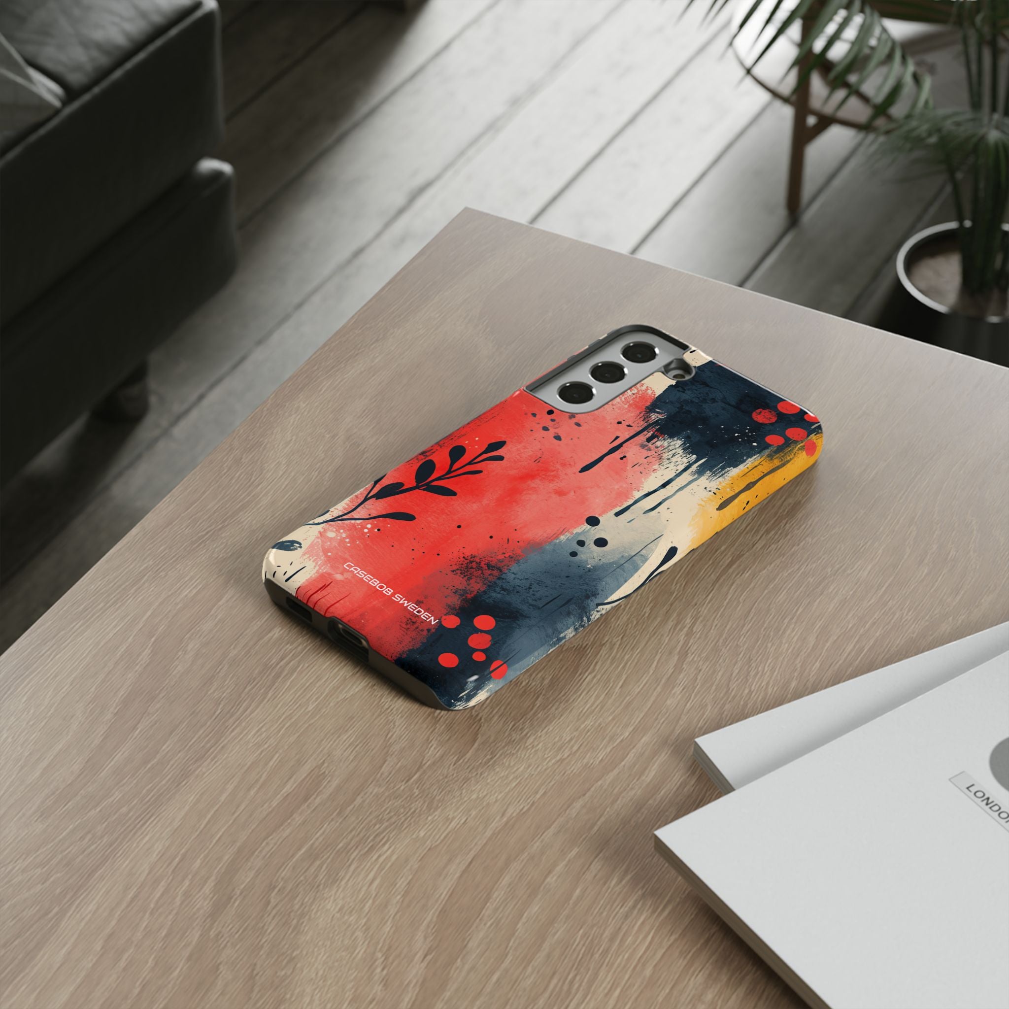 Red Blue Abstract Florals - Tough Samsung S22 Phone Case