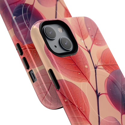 Pink Serenity Leaf Design - Tough + MagSafe® iPhone 14 Phone Case