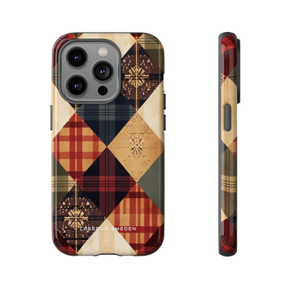 Rustic Geometric Patchwork Harmony iPhone 14 - Tough Phone Case