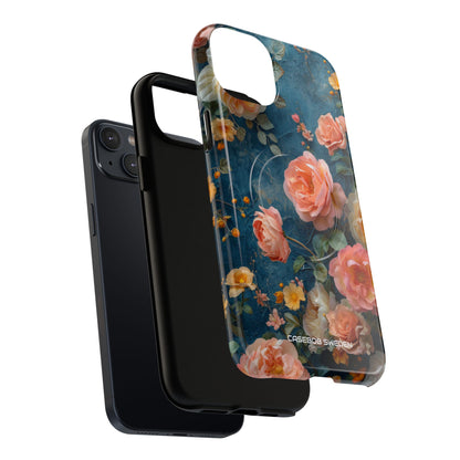 Blue Floral Elegance - Tough + MagSafe® iPhone 14 Phone Case