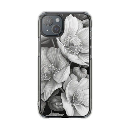 Monochrome Petal Dance iPhone 15 - Impact Clear+