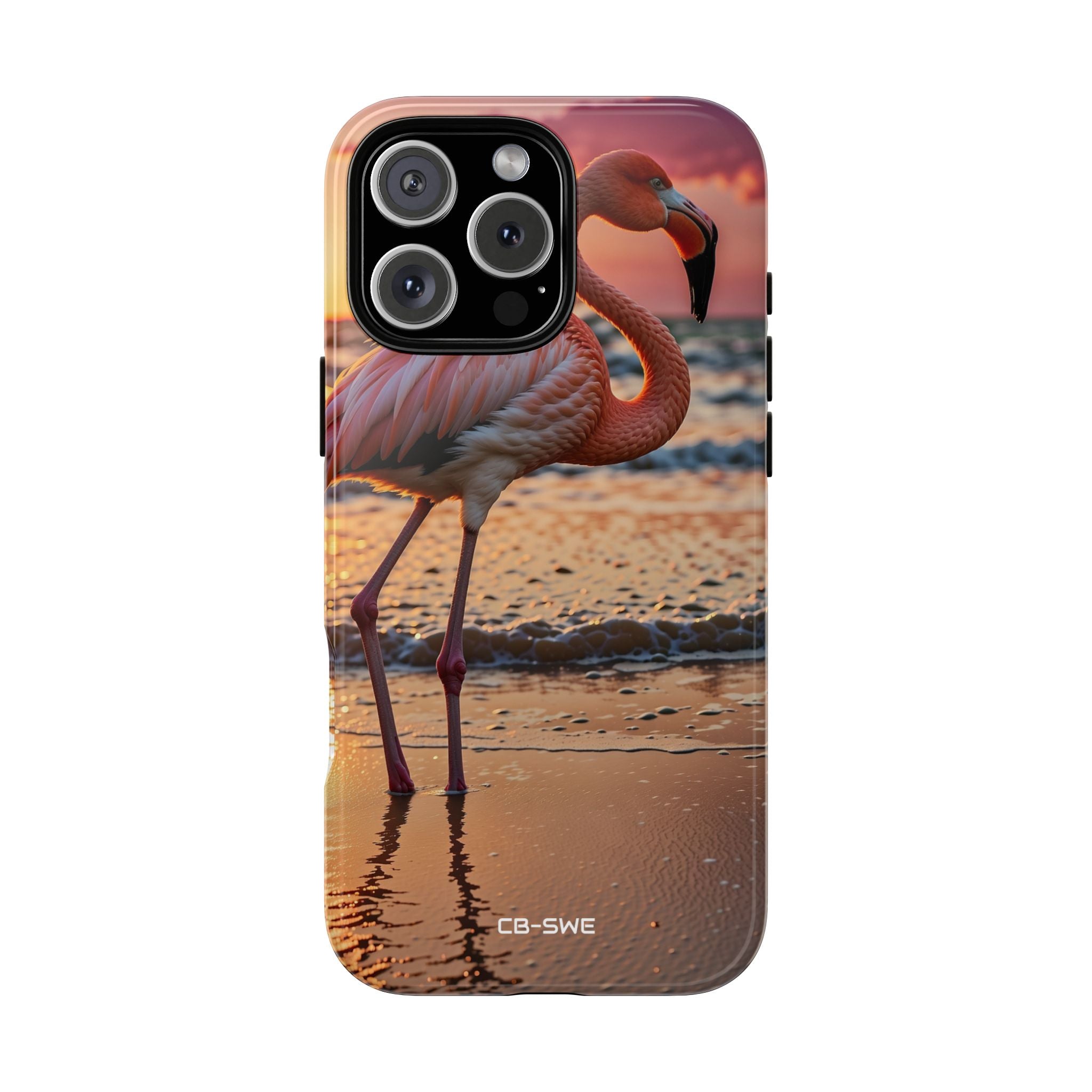 Sunset Flamingo Stand - iPhone Case