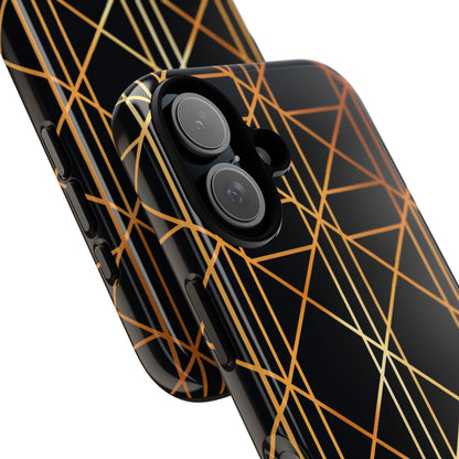 Golden Geometric Elegance iPhone 16 - Tough