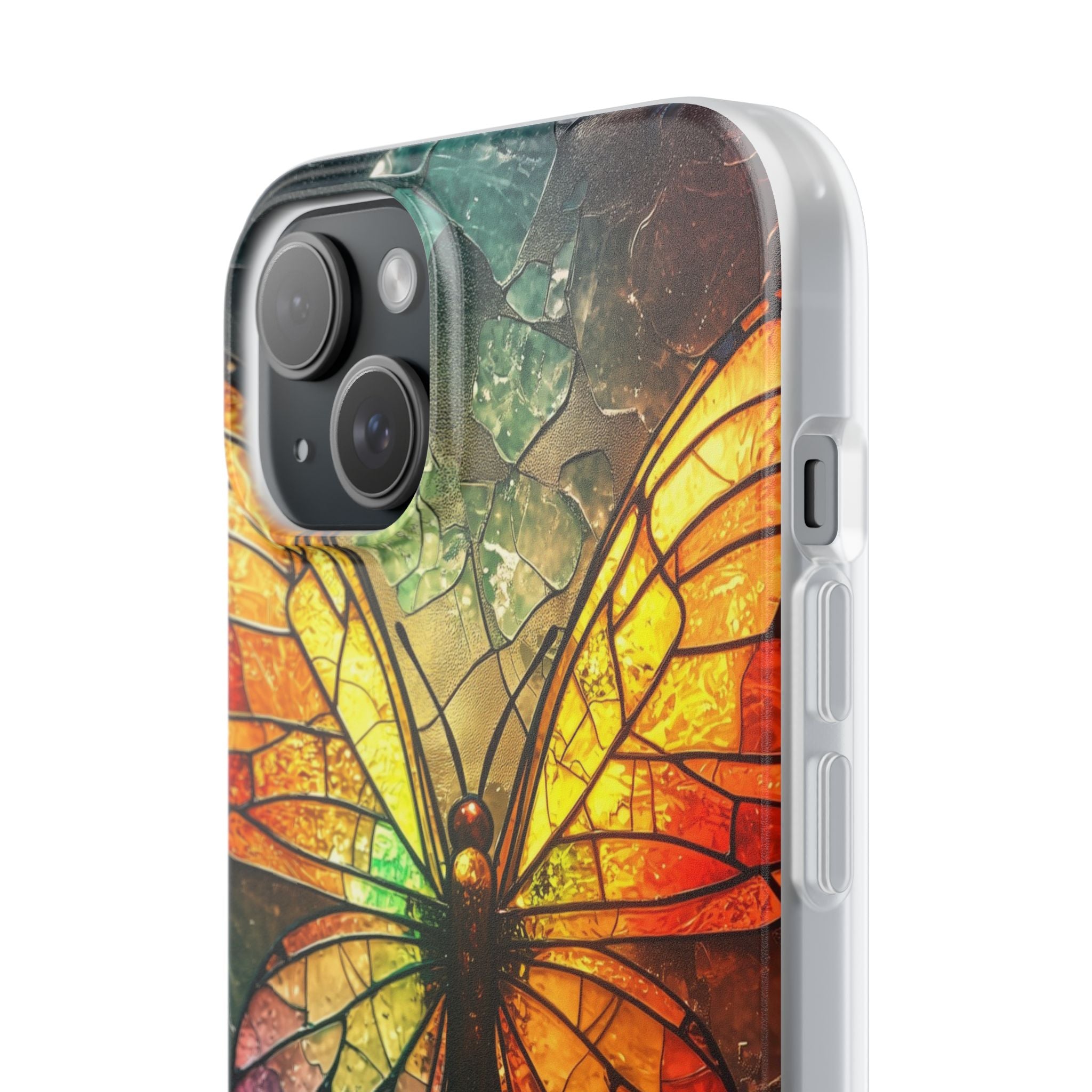 Stained Glass Butterfly iPhone 15 Plus Case - Soft