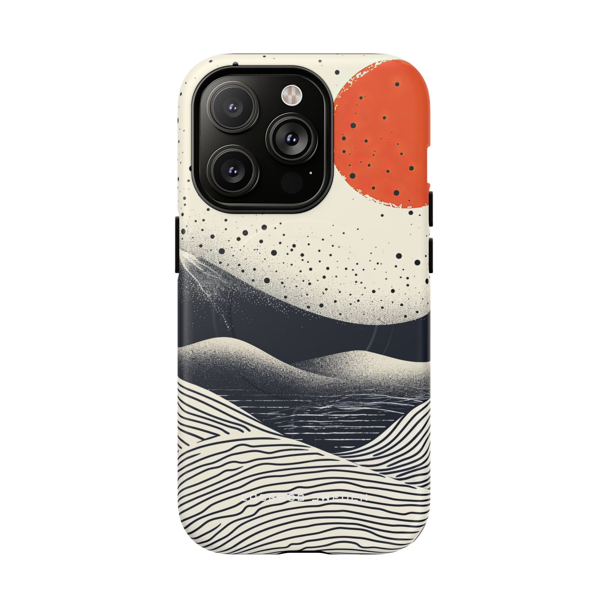 Red Sun Over Flowing Horizons iPhone 14 | Tough+ Phone Case