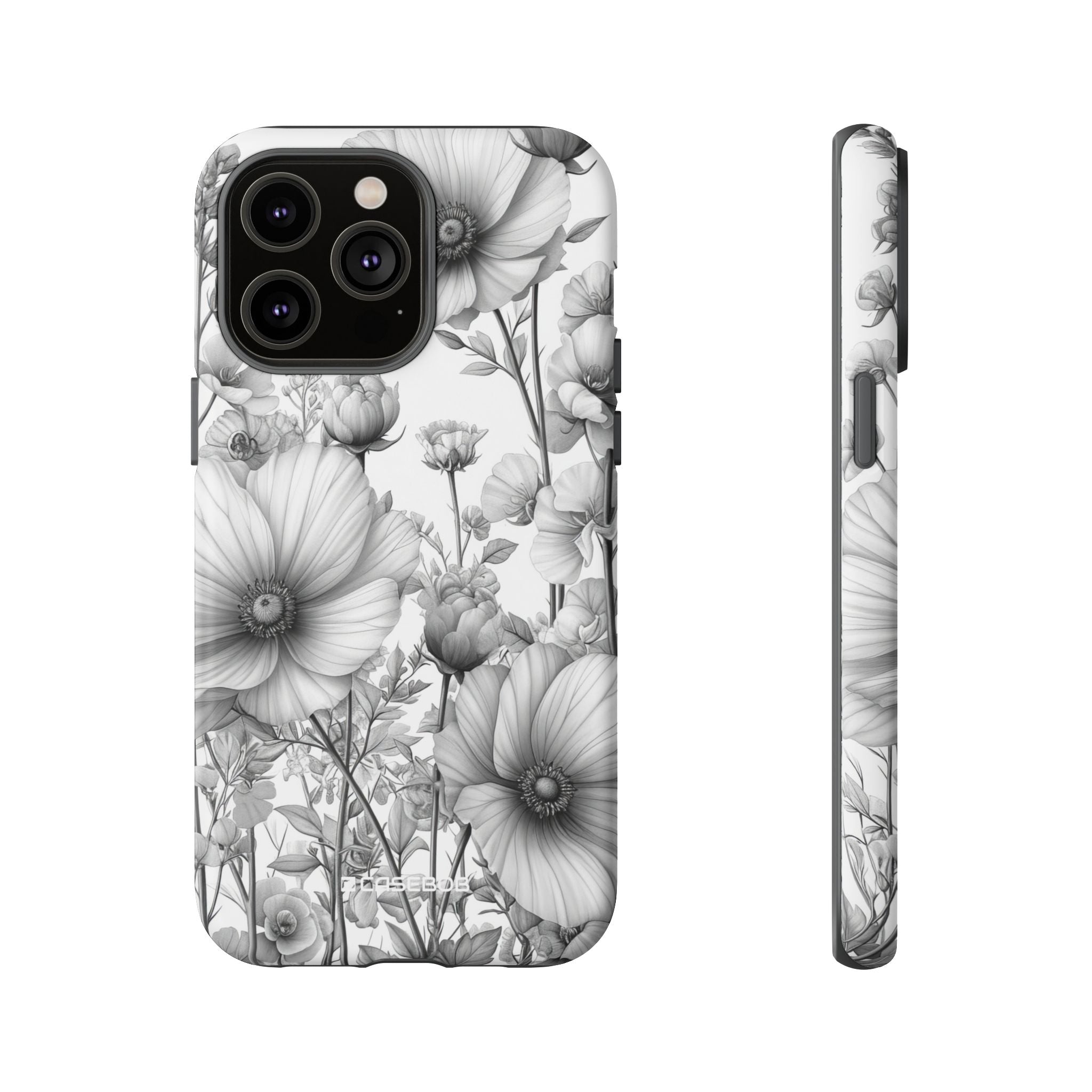 Monochrome Flora | Protective Phone Case for iPhone