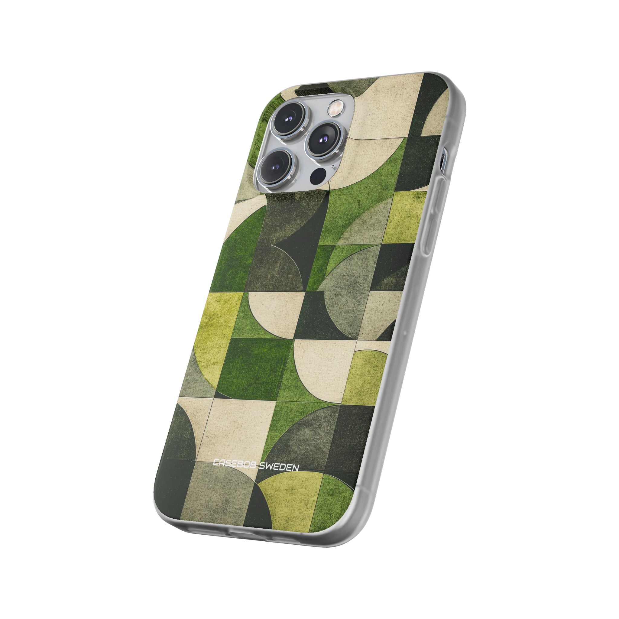 Green Geometric Harmony - Flexi iPhone 14 Phone Case