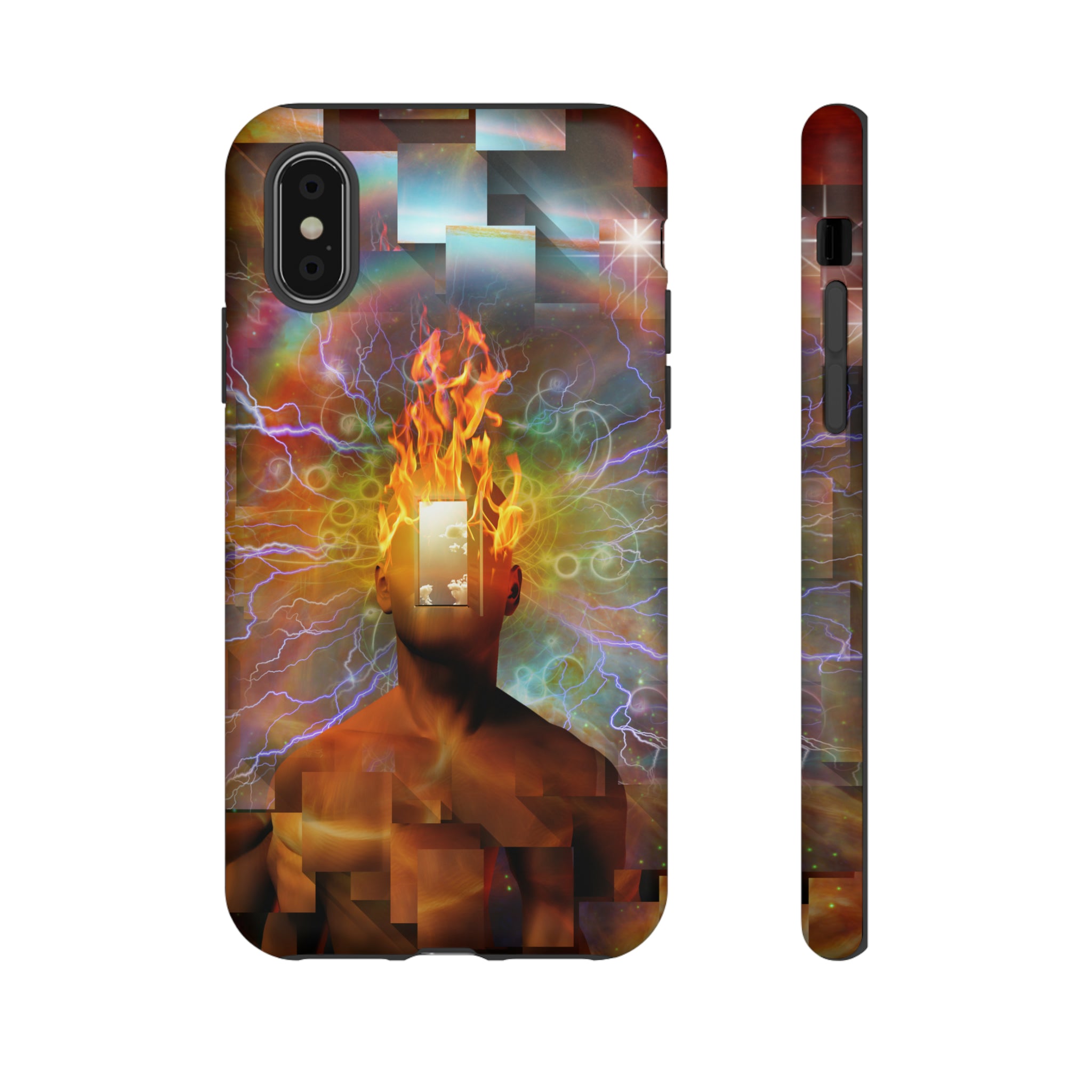 Man with burning mind - Protective Phone Case