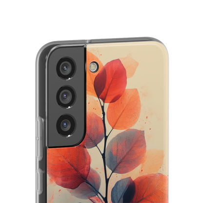 Orange Gray Leaves - Flexi Samsung S22 Phone Case