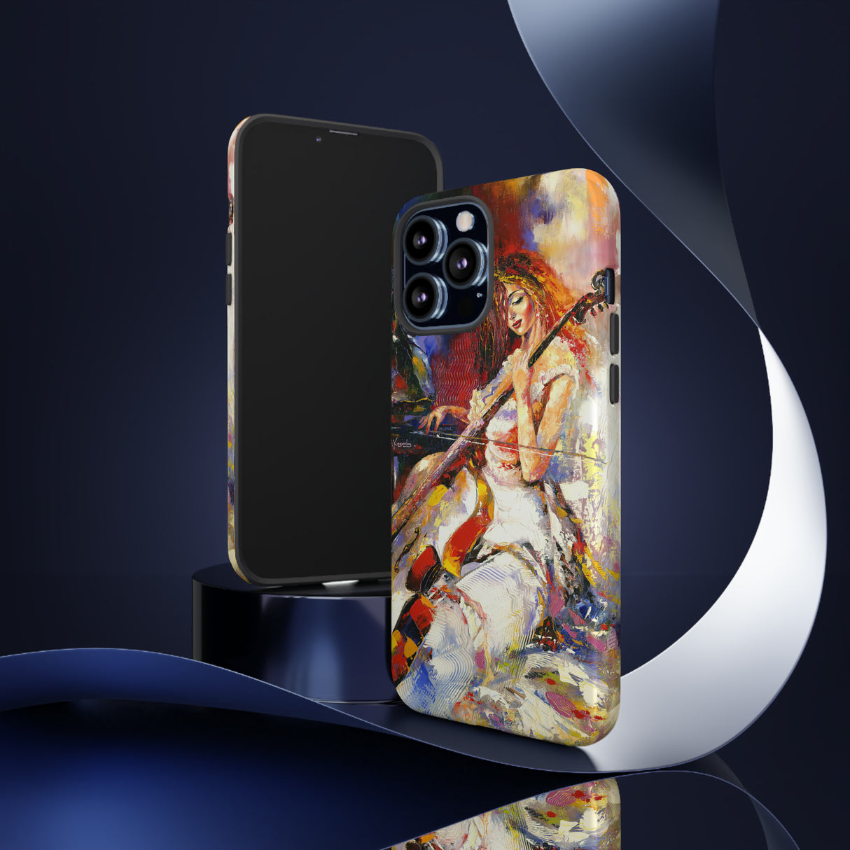 Oil panting - Girl playing Violoncello - Protective Phone Case