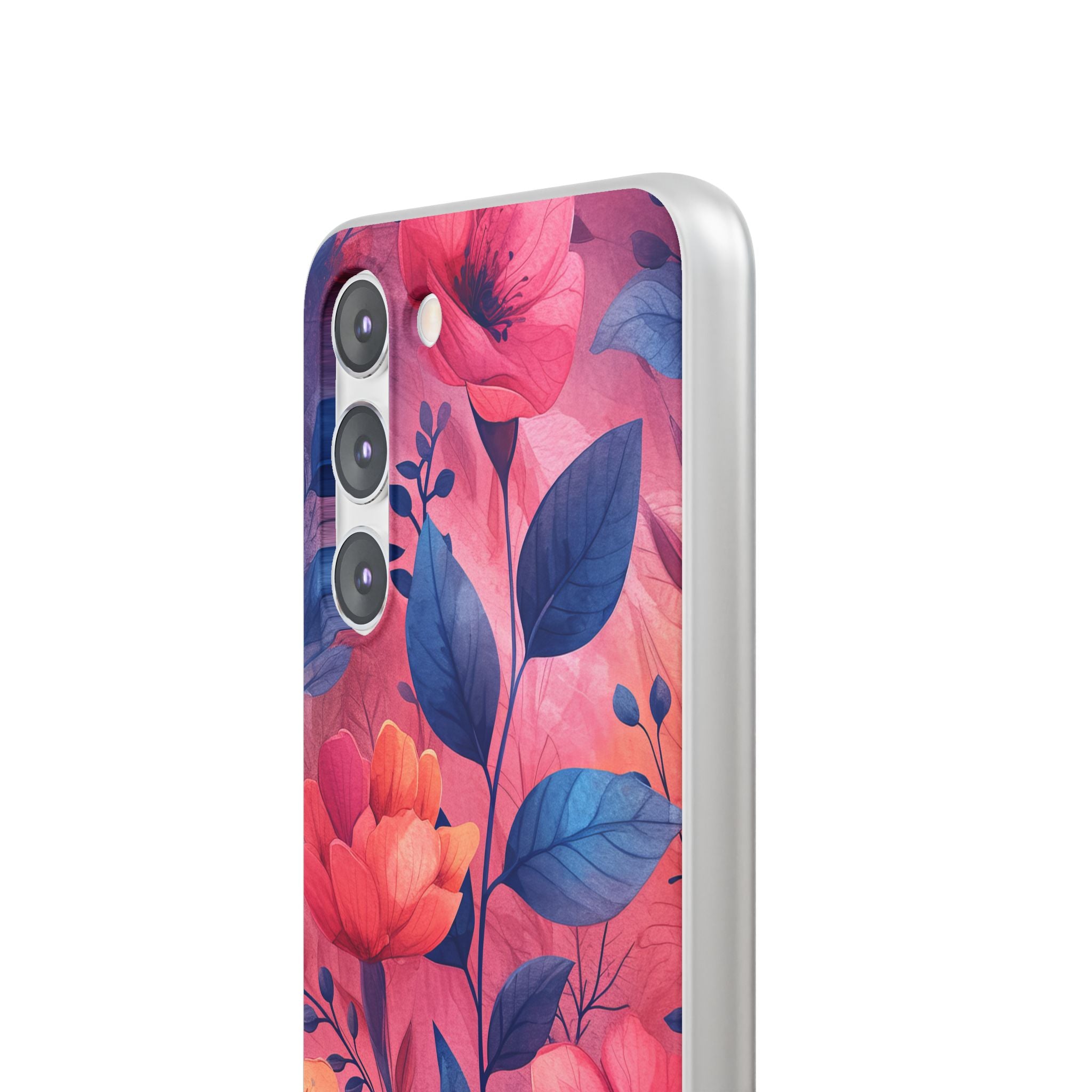 Pink Blue Floral - Flexi Samsung S23 Phone Case