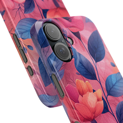 Pink Blue Floral - Slim iPhone 16 Phone Case