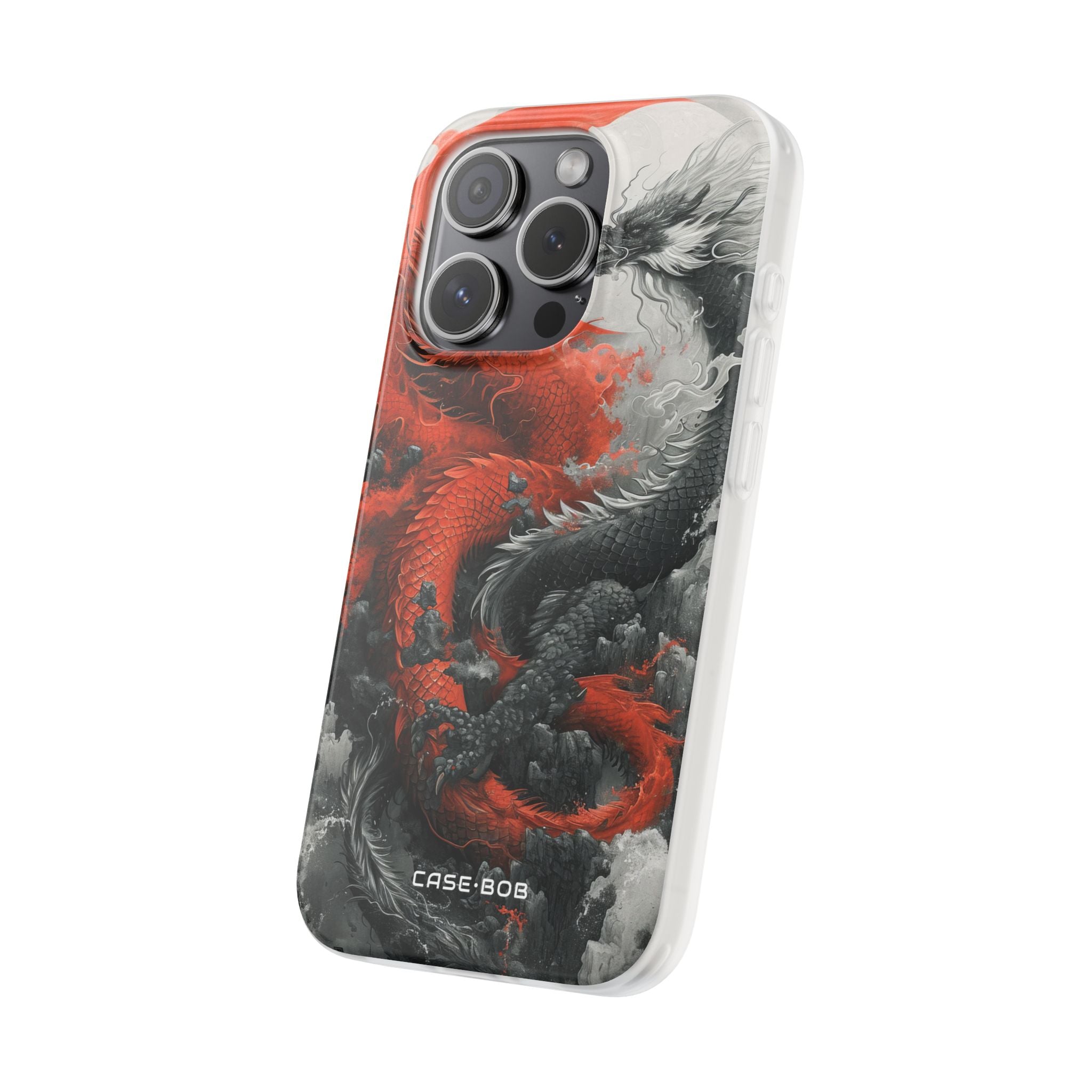 Twin Dragons Crimson iPhone 15 Pro Case - Soft