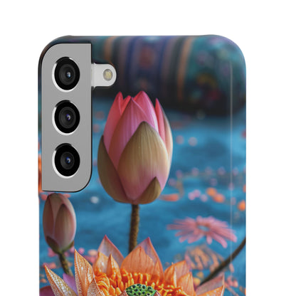 Vibrant Lotus Embroidery - Slim Samsung S22 Phone Case