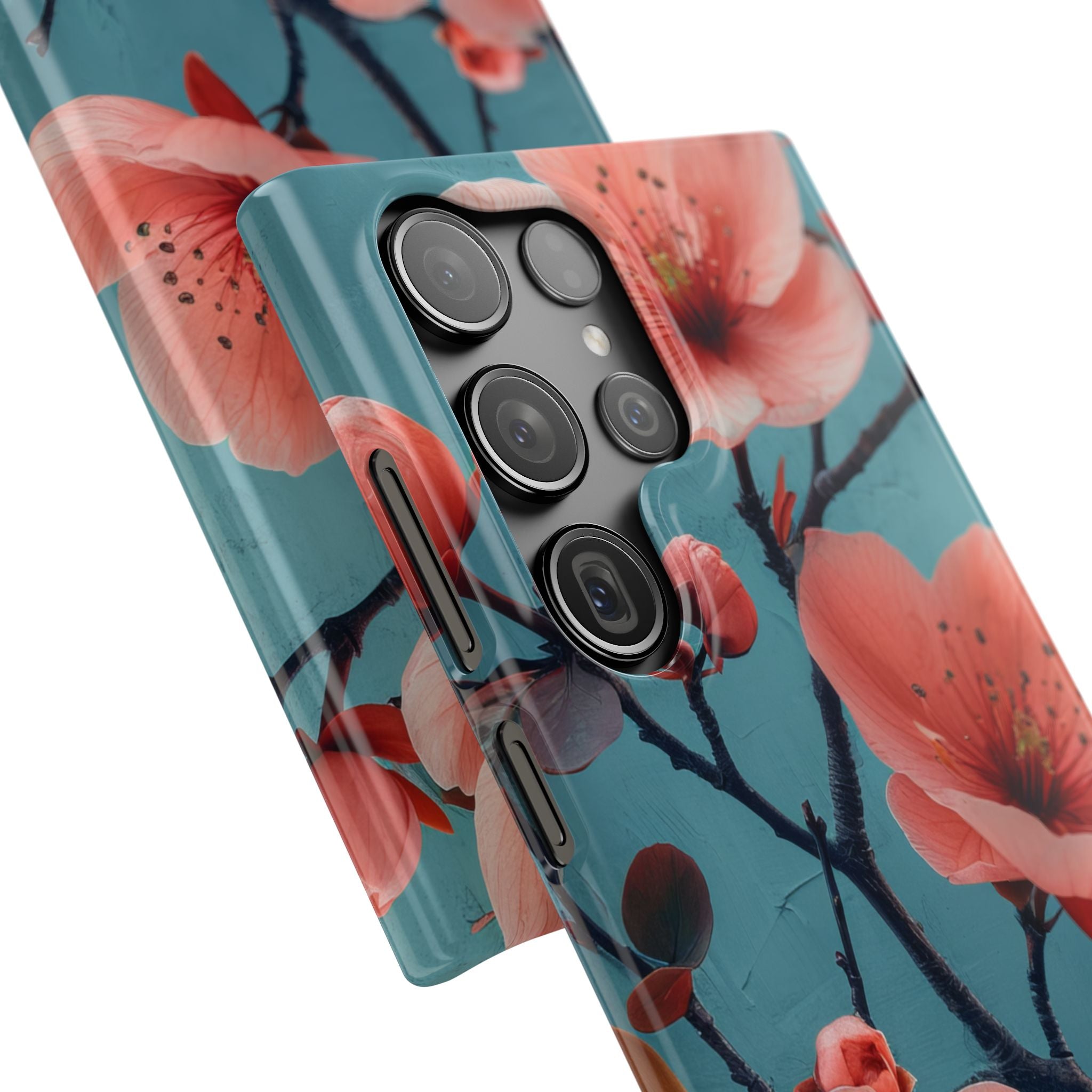 Teal Coral Blossom - Slim Samsung S23 Phone Case