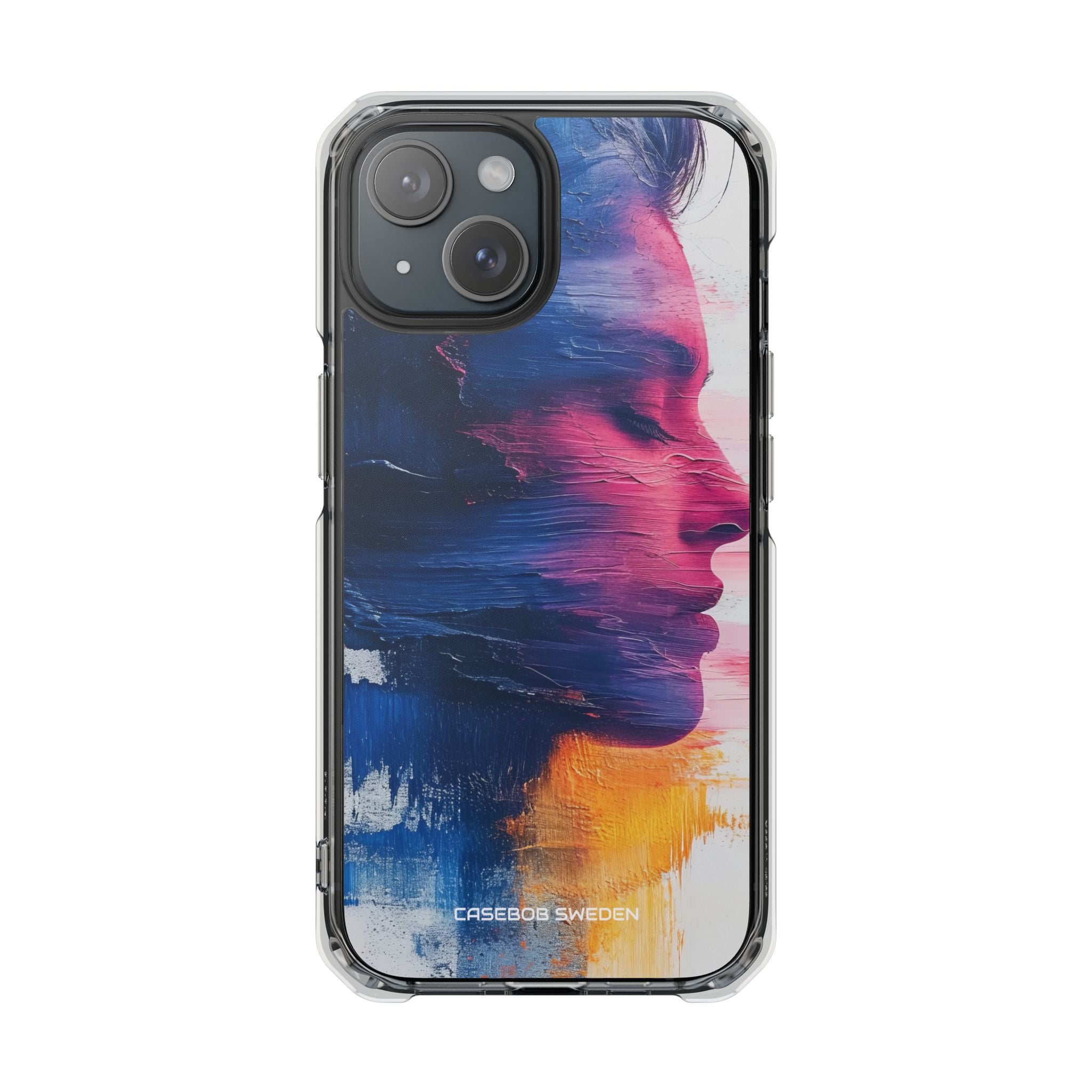 Blue Magenta Portrait - Clear Impact iPhone 15 Phone Case