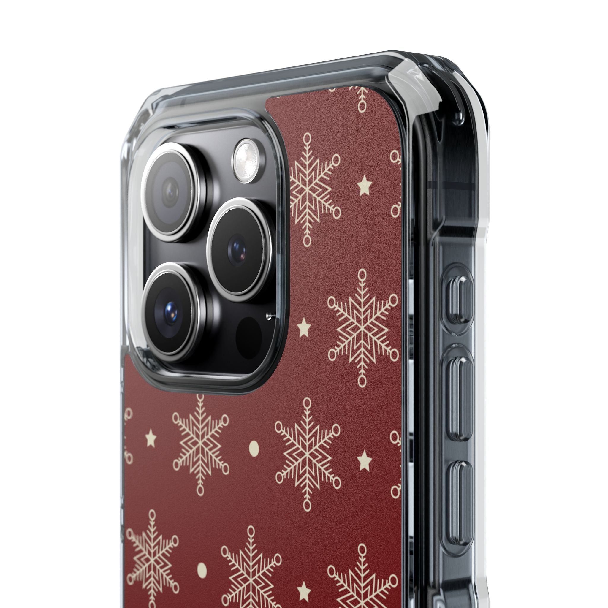 Cream Snowflake Crimson iPhone 15 Pro Case - Impact