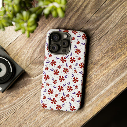 Red Flower Pattern - Protective Phone Case