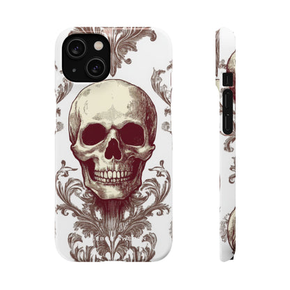 Gothic Skulls and Ornate Foliage iPhone 14 - Slim Phone Case