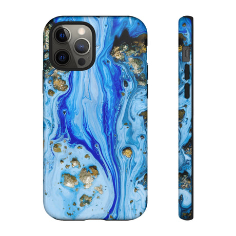 Blue Ice Ink Art iPhone Case (Protective) iPhone 12 Pro Glossy Phone Case