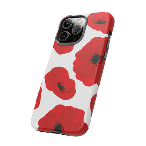 Red poppies on white iPhone case (Protective) - Protective Phone Case