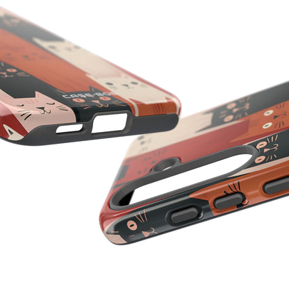 Elongated Cats Black Samsung S25 Case - Tough