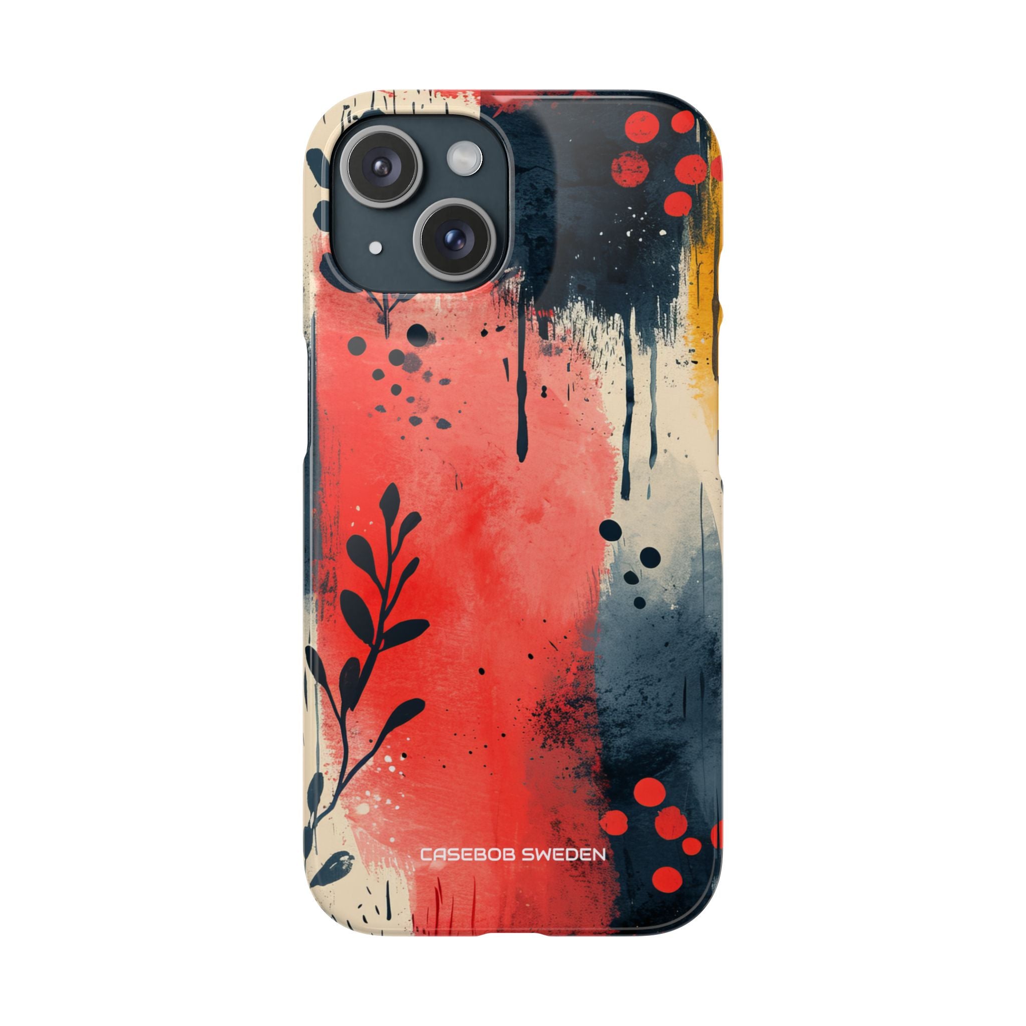 Red Blue Abstract Florals - Slim iPhone 15 Phone Case