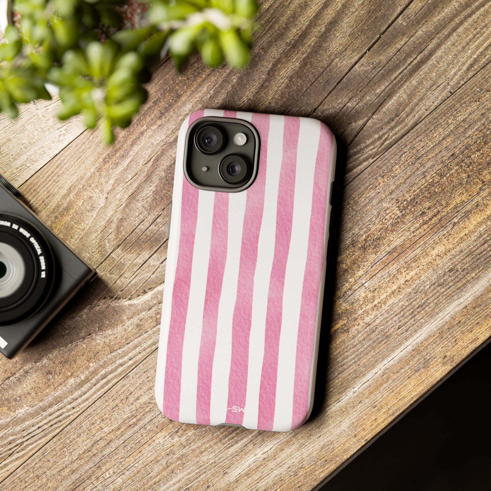 Pink Watercolor Stripes - iPhone Case