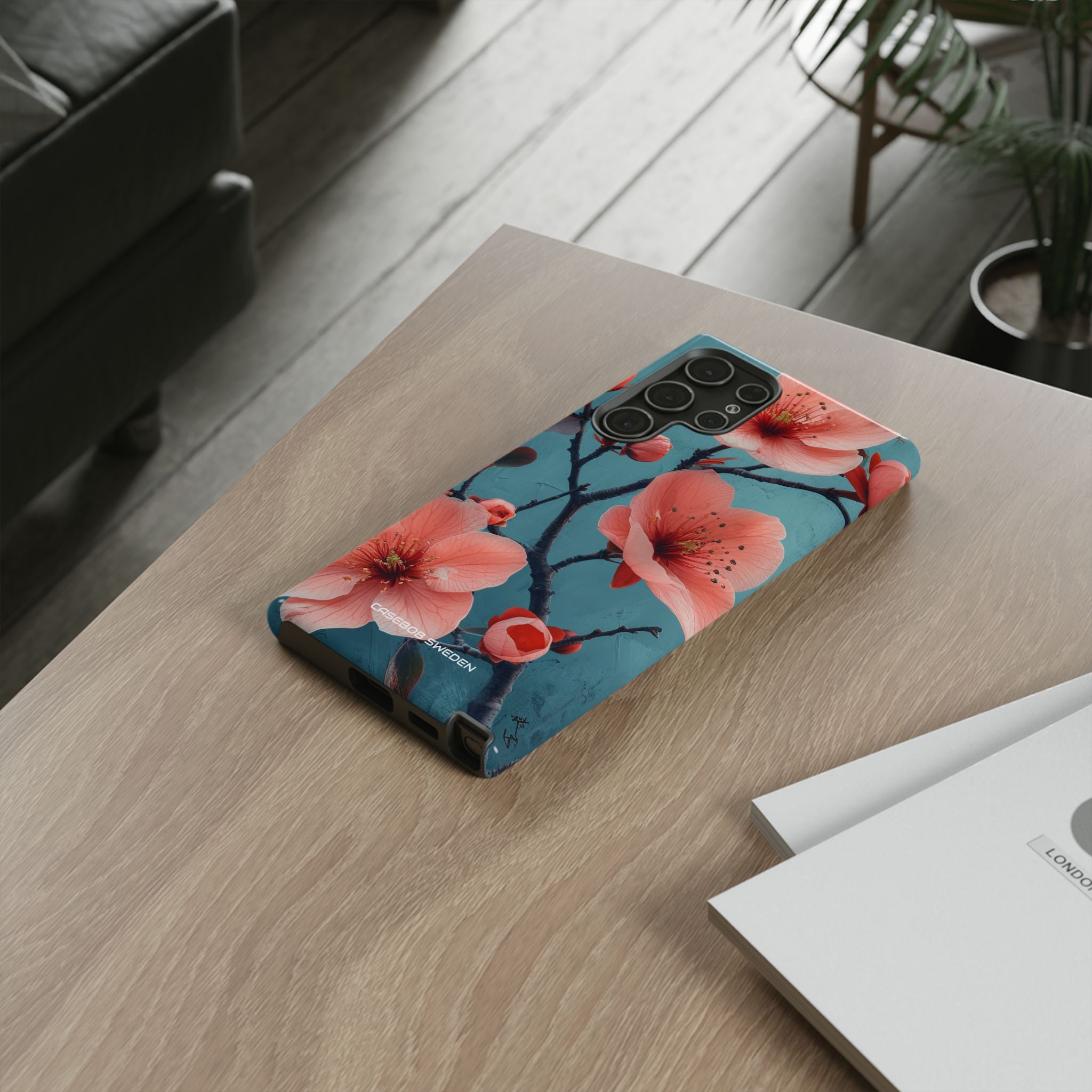 Teal Coral Blossom - Tough Samsung S22 Phone Case