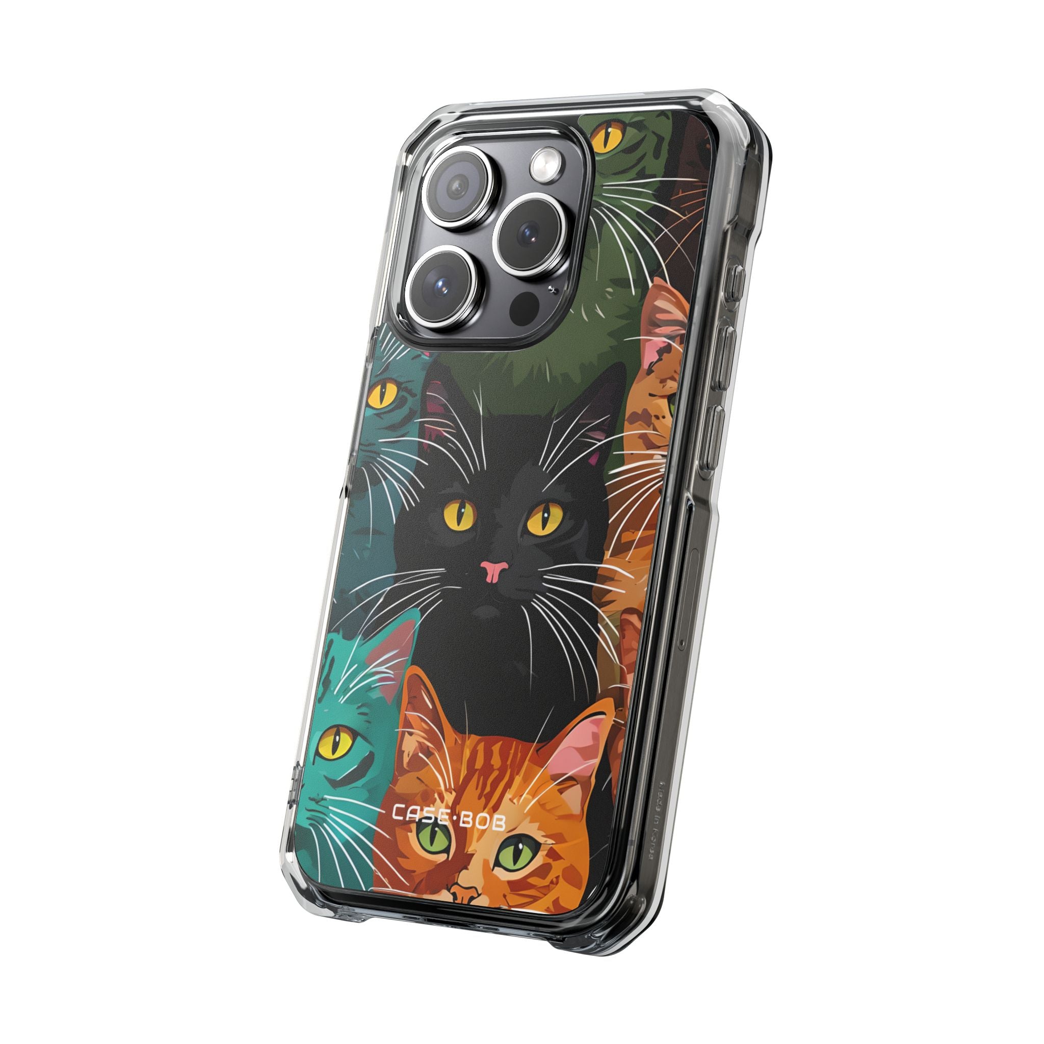 Teal Cat Grid iPhone 15 Pro Case - Impact