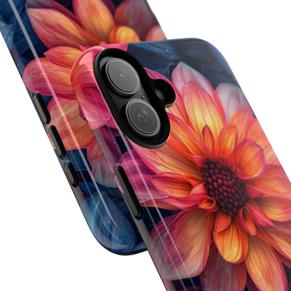 Floral Harmony Orange Blue - Tough iPhone 16 Phone Case