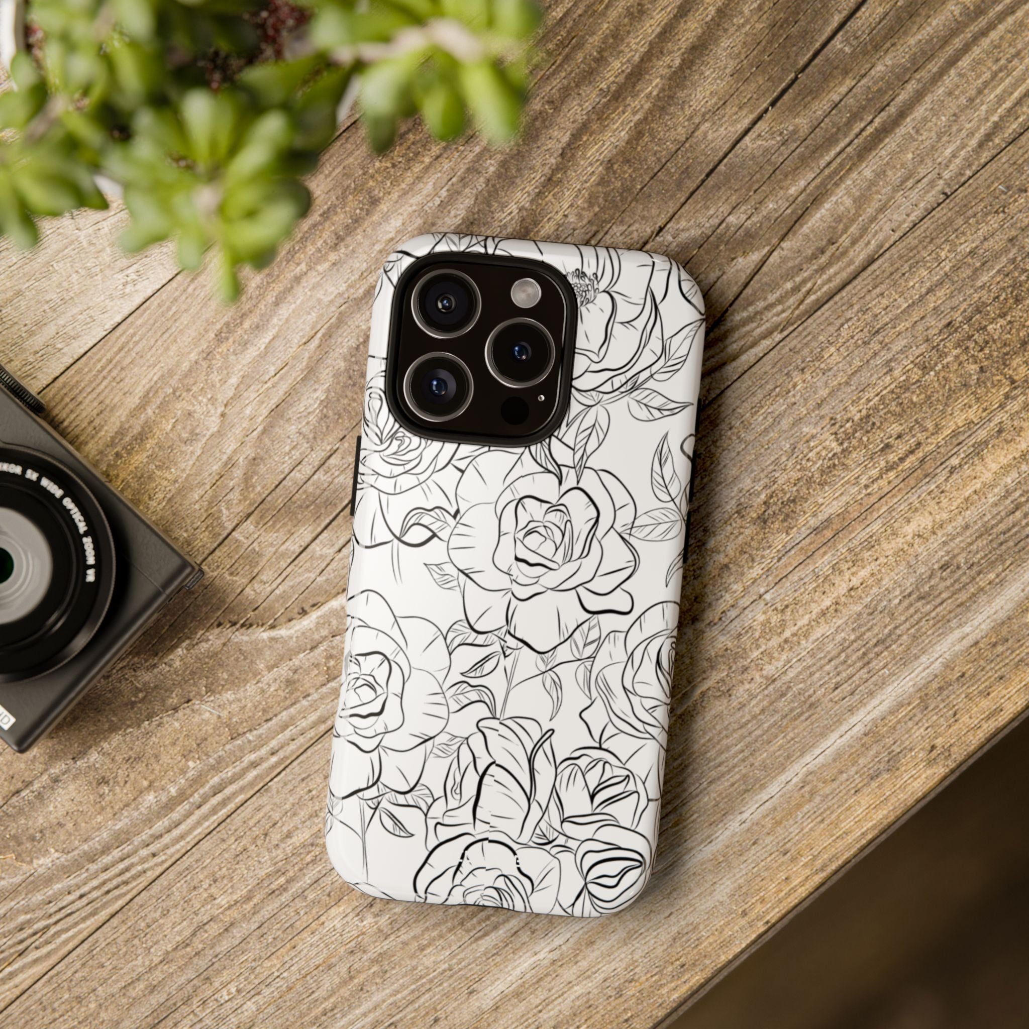 Intricate Rose Sketches - iPhone Case