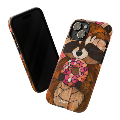 Raccoon Holds Donut - iPhone Case