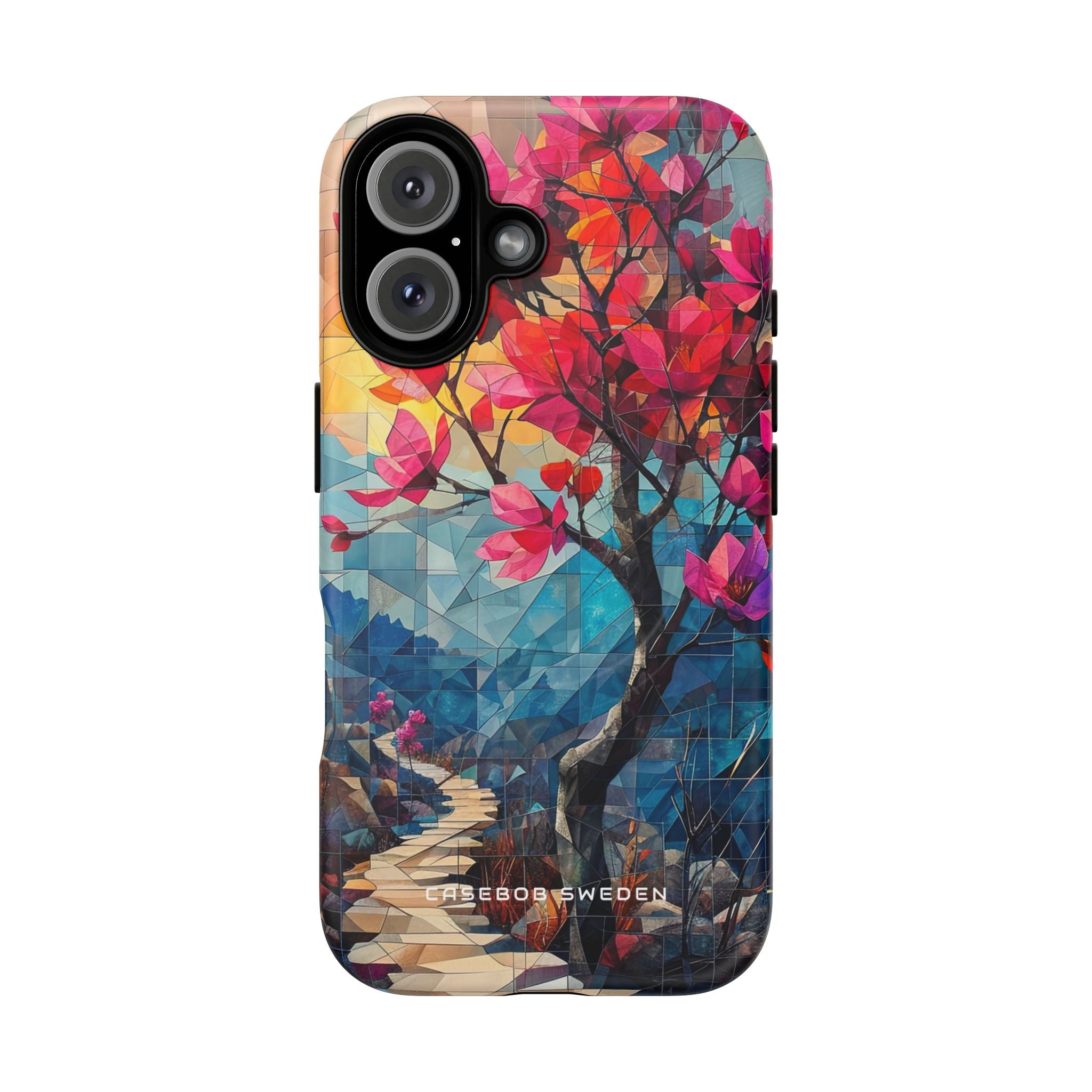 Vibrant Geometric Tree Landscape iPhone 16 | Tough+ Phone Case