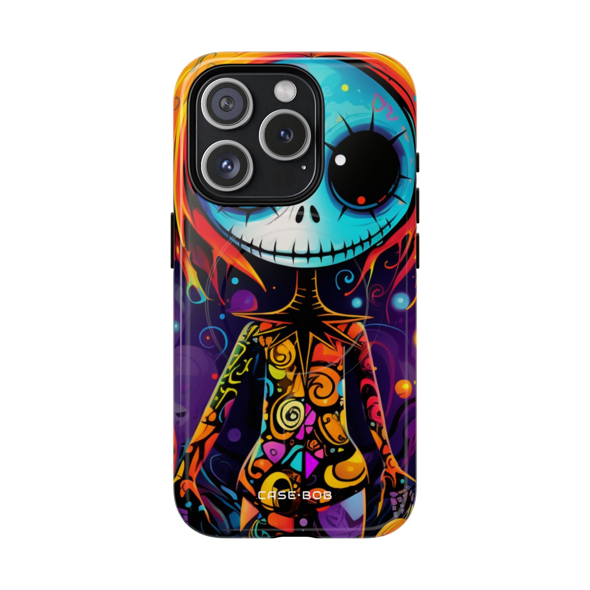 Blue Skull Swirl iPhone 15 Pro Case - Tough+