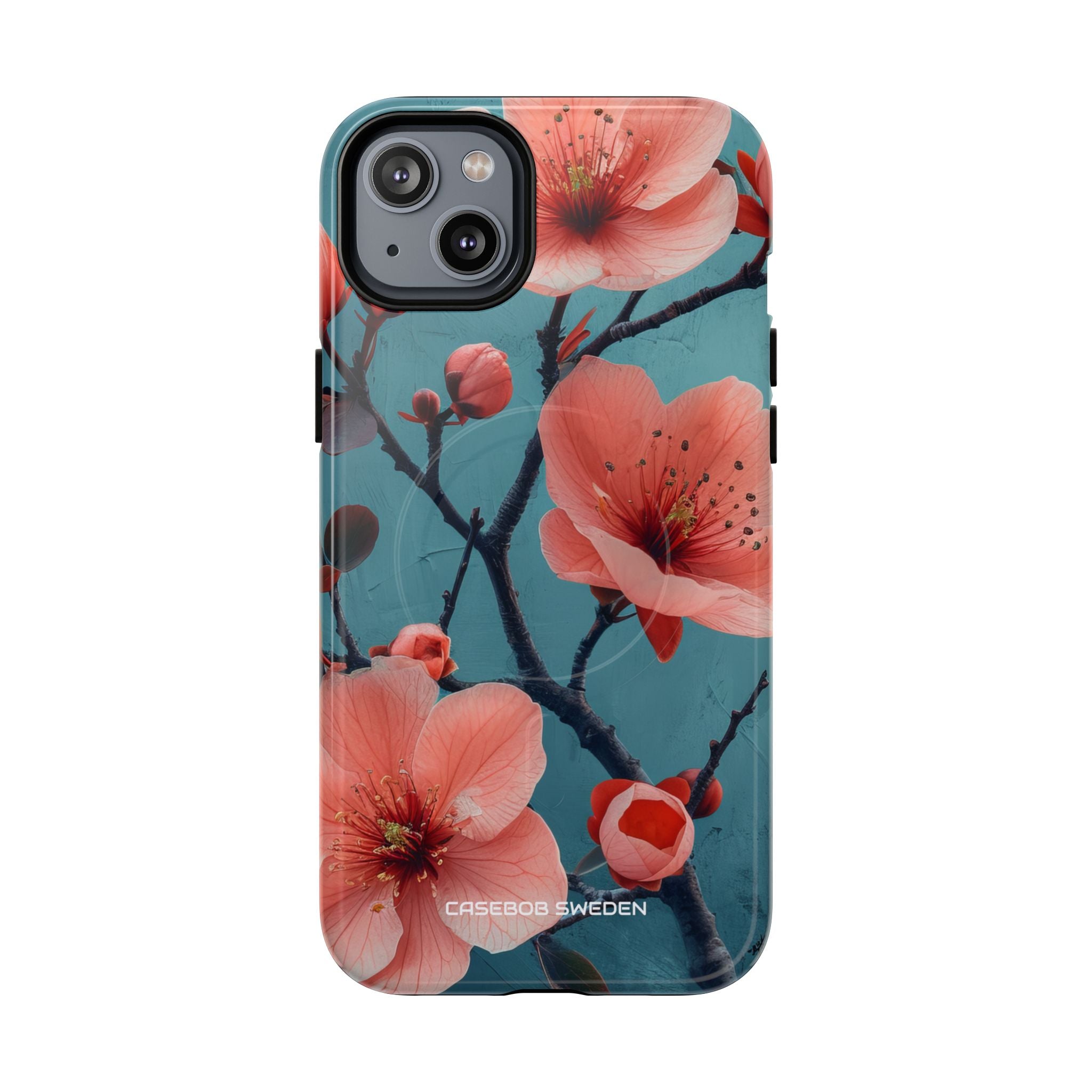 Teal Coral Blossom - Tough + MagSafe® iPhone 14 Phone Case