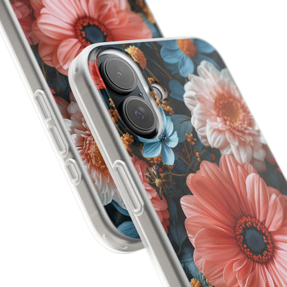 Coral Teal Blooms - Flexi iPhone 16 Phone Case