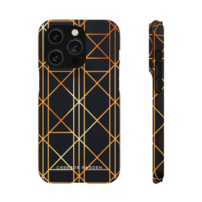 Golden Geometric Elegance iPhone 14 - Slim Phone Case