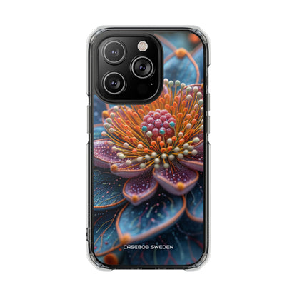 Blue-Orange Floral Swirl - Clear Impact iPhone 14 Phone Case