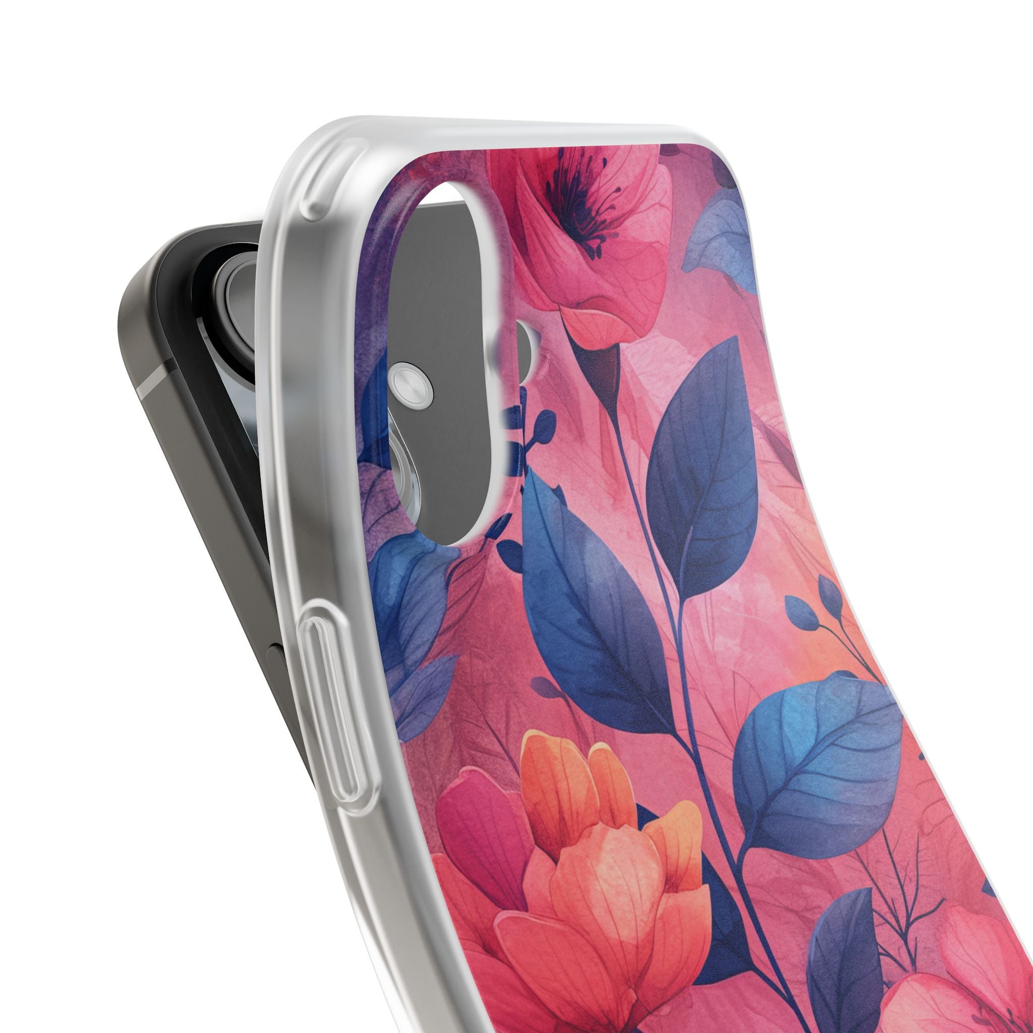 Pink Blue Floral - Flexi iPhone 16 Phone Case