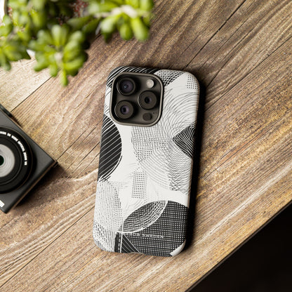 Geometric Monochrome Flow iPhone 15 - Tough Phone Case