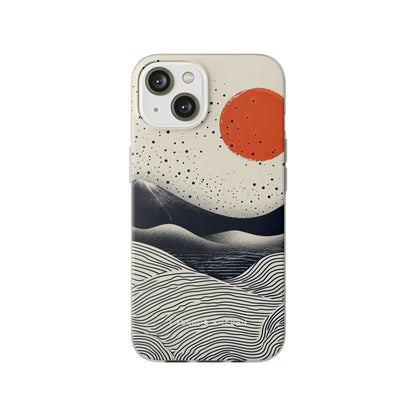 Red Sun Over Flowing Horizons iPhone 14 - Flexi Phone Case