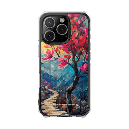 Vibrant Geometric Tree Landscape iPhone 16 - Clear Impact Phone Case