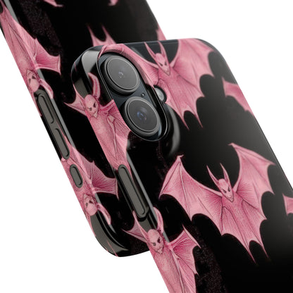 Gothic Pink Bats Aflame iPhone 16 - Slim Phone Case