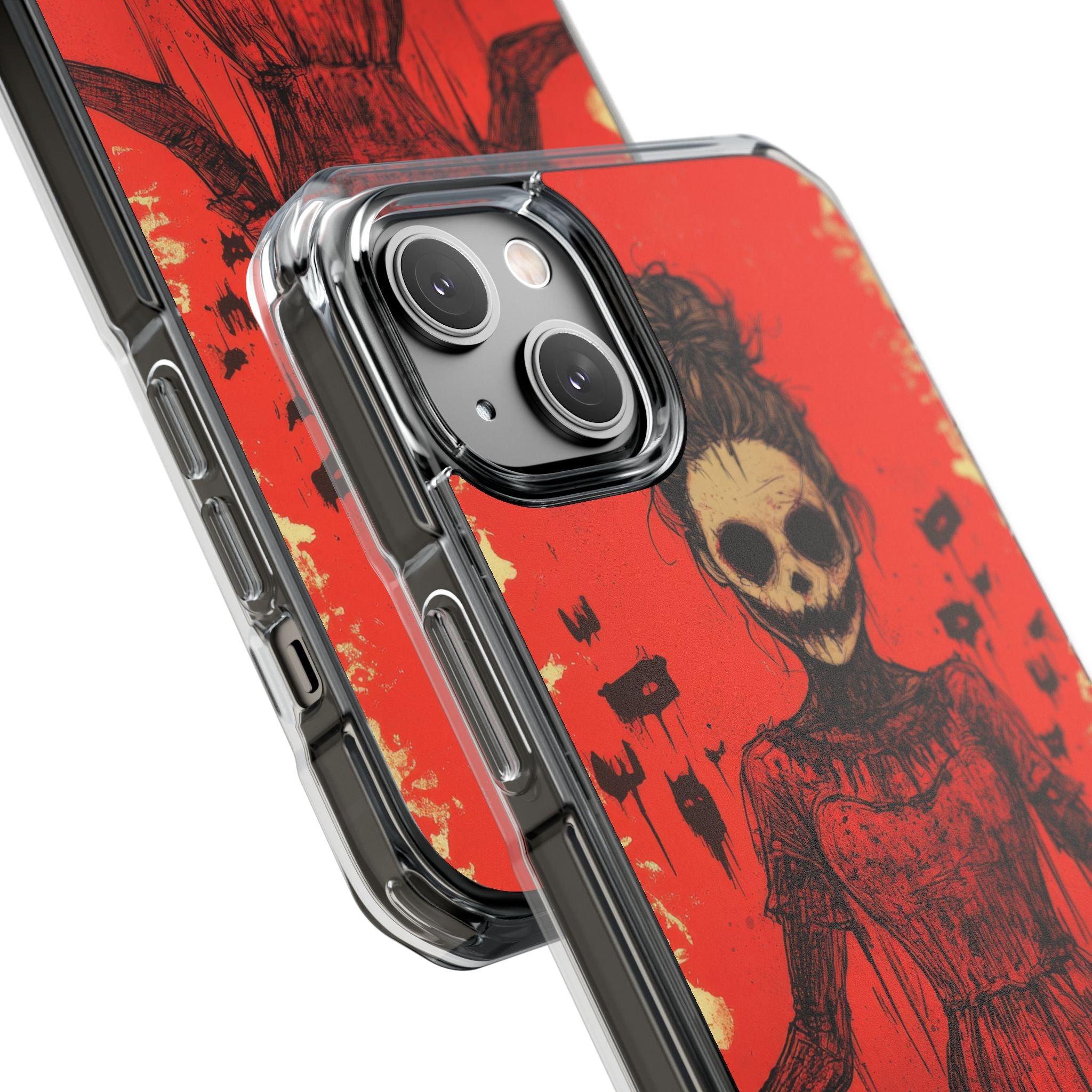 Haunting Scarlet Descent iPhone 14 - Clear Impact Phone Case