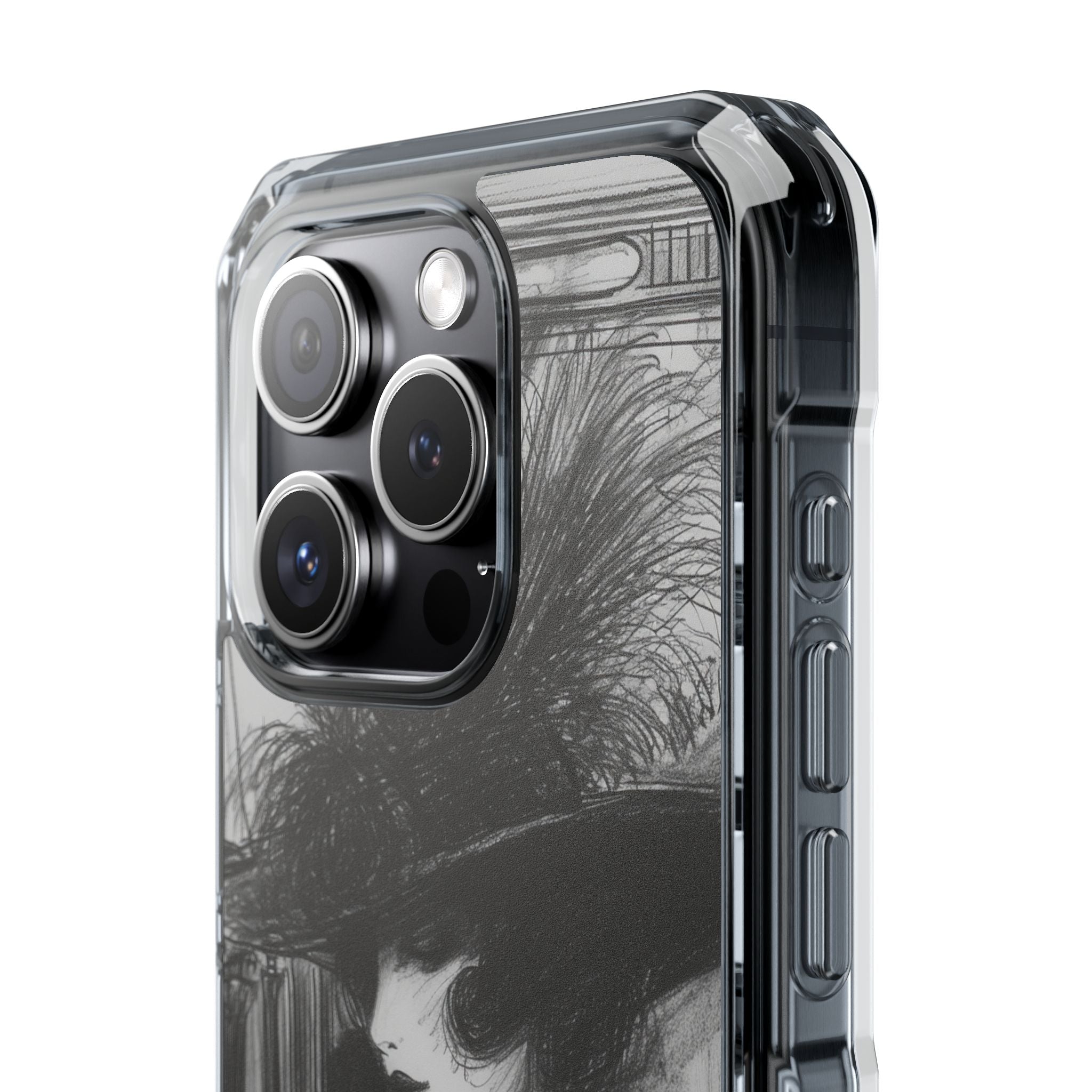 Timeless Elegance in Monochrome iPhone 15 - Clear Impact Phone Case